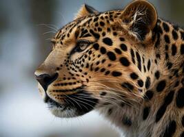AI generated close-up of a leopard's face photo