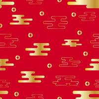 Vector illustration. Seamless chinese new year pattern with hand drawn  celebration background elements such as , cloud, fireworks.