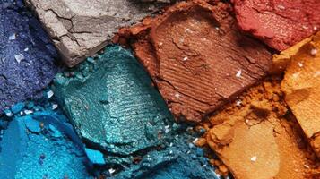 AI generated Crushed eyeshadow makeup set. The concept of fashion and beauty industry. photo