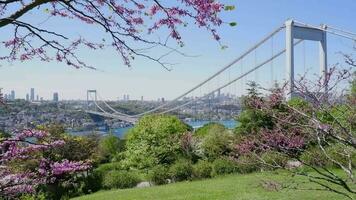 Visão do Istambul a partir de otagtepe com fatih ponte. viagem Istambul fundo foto. video