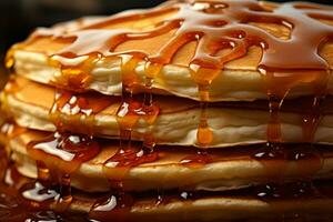 AI generated Stack of Pancakes Drizzled with Syrup photo