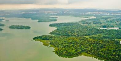 aéreo ver de el río en el riau islas foto