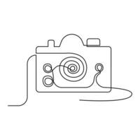 Continuous retro photo camera one-line vector art and outline DSLR mood HD camera illustration art