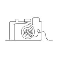 Continuous retro photo camera one-line vector art and outline DSLR mood HD camera illustration art