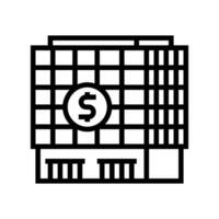 pago banco edificio línea icono vector ilustración