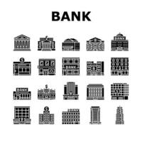 bank building money business icons set vector