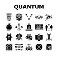 quantum technology data science icons set vector