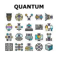 quantum technology data science icons set vector