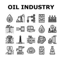 oil industry factory plant icons set vector