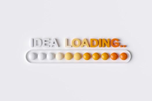 Loading ideas. Processing load bar on white background. concepts of new big idea, innovation, creativity, problem solving, and brainstorming. photo