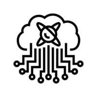 nube computin cuántico tecnología línea icono vector ilustración