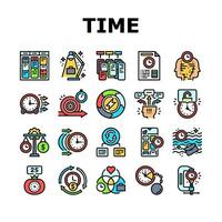 time management clock work icons set vector