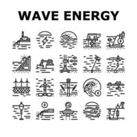 wave energy power tidal icons set vector