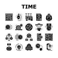 time management clock work icons set vector