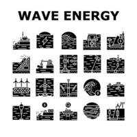 wave energy power tidal icons set vector