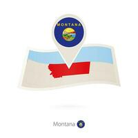 doblada papel mapa de Montana nos estado con bandera alfiler de Montana. vector