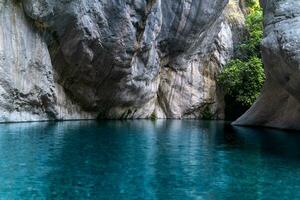 natural rocky canyon with blue water in Goynuk, Turkey photo