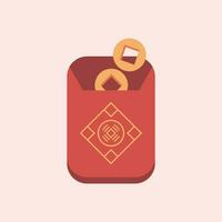 Chinese New Year Red Envelope with Gold Vector illustration in flat design style