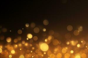 AI generated Abstract shimmering elegant golden bokeh in dark background, AI generative photo