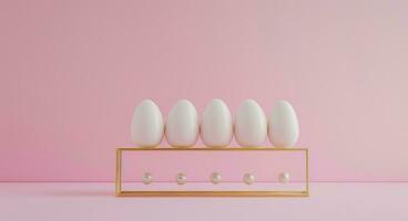 AI generated easter eggs, pearls arranged on an egg frame with golden frame photo
