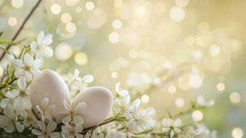 AI generated easter advertisment natural background with eggs photo