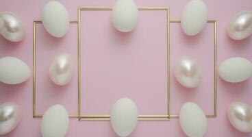 AI generated easter eggs, pearls arranged on an egg frame with golden frame photo