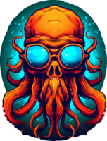 AI generated T-shirt design, kraken image in bright colors, for t-shirt and sticker design png