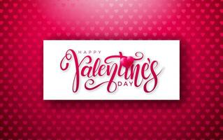 contento san valentin día diseño con corazón y tipografía letra en rojo modelo antecedentes. vector Boda y romántico amor enamorado tema ilustración para volantes, saludo tarjeta, bandera, fiesta póster