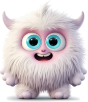 AI generated Cute big eyed furry monster baby on transparent background png