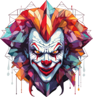 AI generated Evil clown from geometric shapes on transparent background, t-shirt design or sticker ready to print png