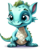 AI generated Cute baby dragon cartoon with transparent background png