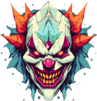 AI generated Evil clown from geometric shapes on transparent background, t-shirt design or sticker ready to print png