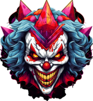 AI generated Evil clown from geometric shapes on transparent background, t-shirt design or sticker ready to print png
