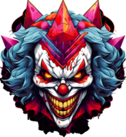 AI generated Evil clown from geometric shapes on transparent background, t-shirt design or sticker ready to print png