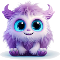 AI generated Cute big eyed furry monster baby on transparent background png