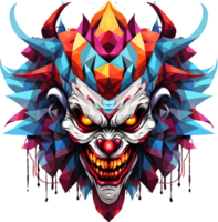 AI generated Evil clown from geometric shapes on transparent background, t-shirt design or sticker ready to print png