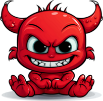 AI generated Cute red devil cartoon, clipart with isolated background png