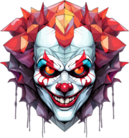 AI generated Evil clown from geometric shapes on transparent background, t-shirt design or sticker ready to print png