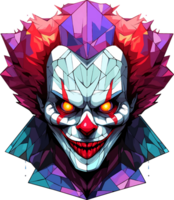 AI generated Evil clown from geometric shapes on transparent background, t-shirt design or sticker ready to print png