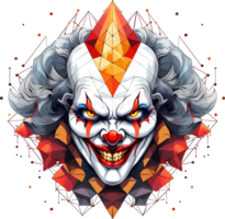 AI generated Evil clown from geometric shapes on transparent background, t-shirt design or sticker ready to print png