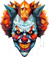 AI generated Evil clown from geometric shapes on transparent background, t-shirt design or sticker ready to print png