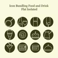 logo icono diseño comida y bebida elegante minimalista restaurante y café oscuro verde color eps 10 vector
