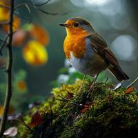 AI generated photograph of a beautiful colorful bird in the Amazon rainforest in Brazil photo