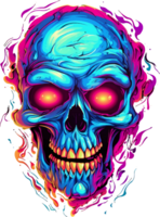 AI generated Scary Halloween skulls in bright colors, on a transparent background, for t-shirt or sticker designs ready to print png