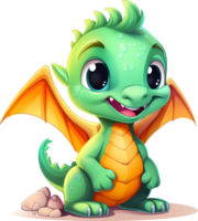 AI generated Cute baby dragon cartoon with transparent background png