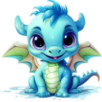 AI generated Cute baby dragon cartoon with transparent background png