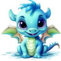 ai généré mignonne bébé dragon dessin animé avec transparent Contexte png