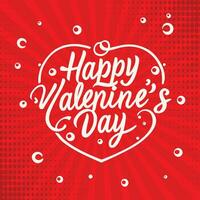 happy valentine's day lettering on red background vector