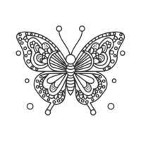 a butterfly coloring page with a black and white design vector