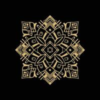 golden mandala design on black background vector